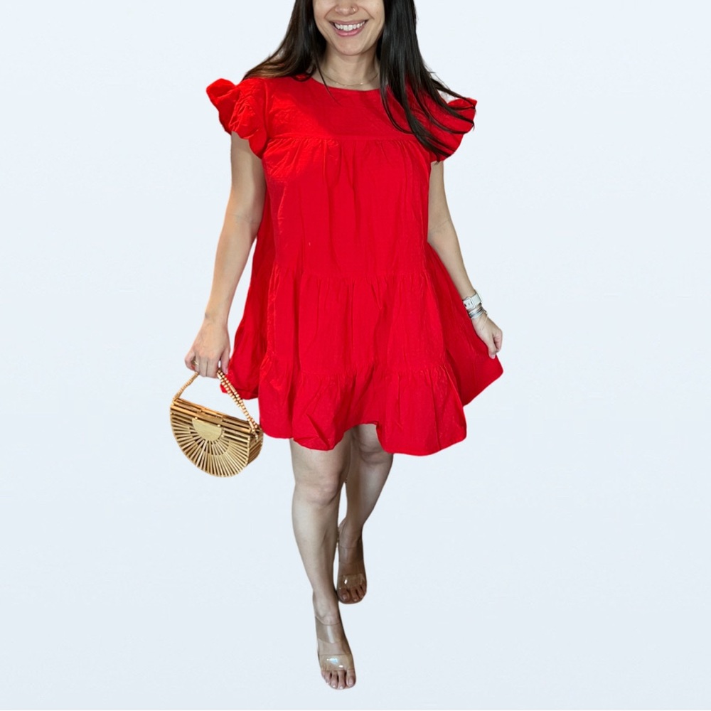 NWT Sage The Label Babydoll Dress in Red, Size XS